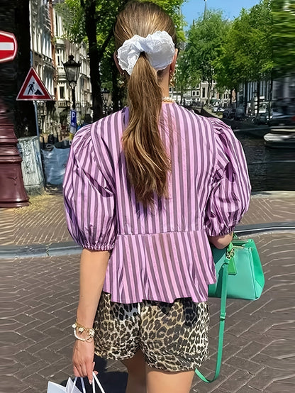 Lente Zomer Top met Strepen voor Vrouw - StudioMarella