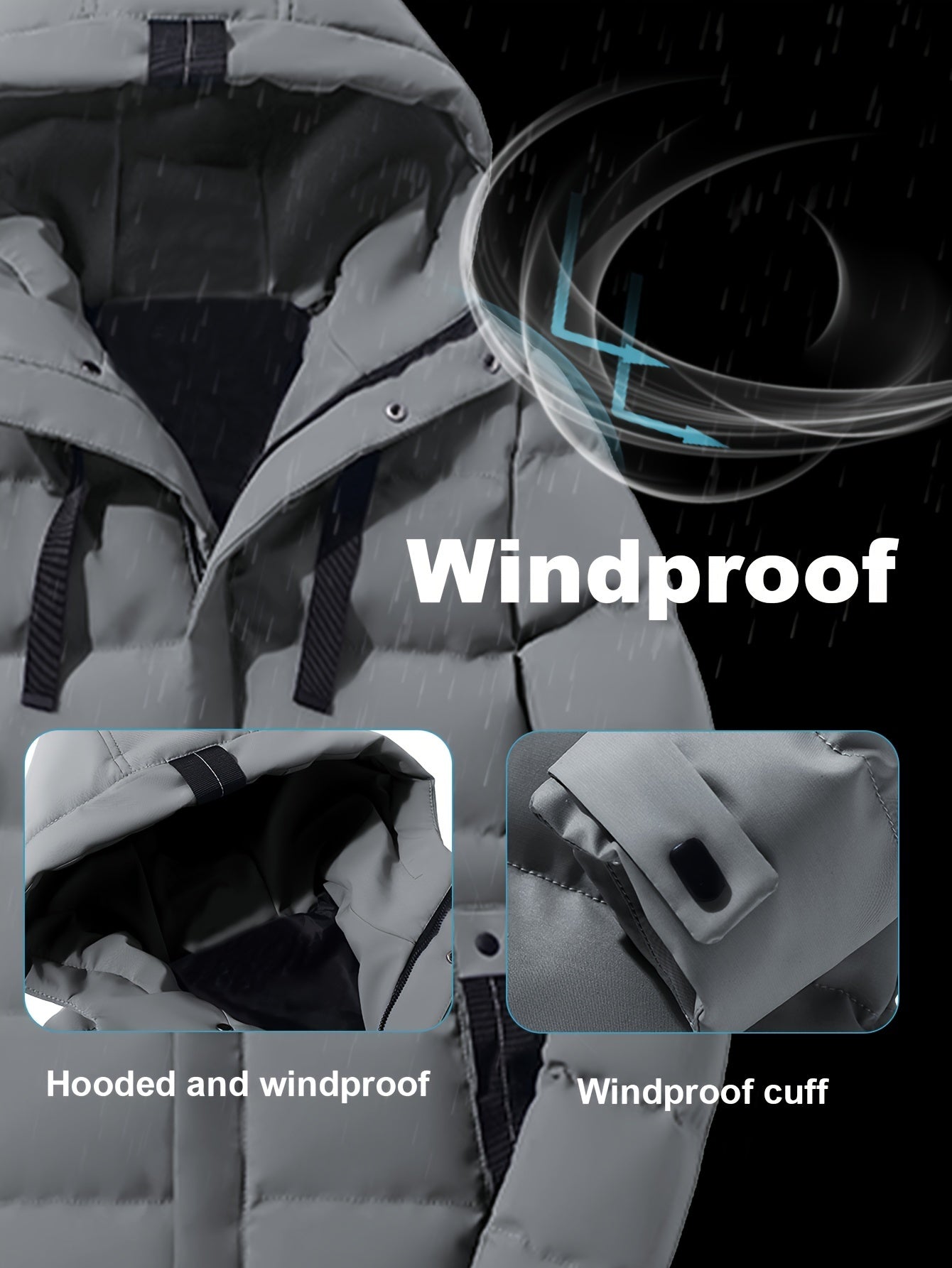 Heren Winterjas Warm met Capuchon en Grote Taszakken