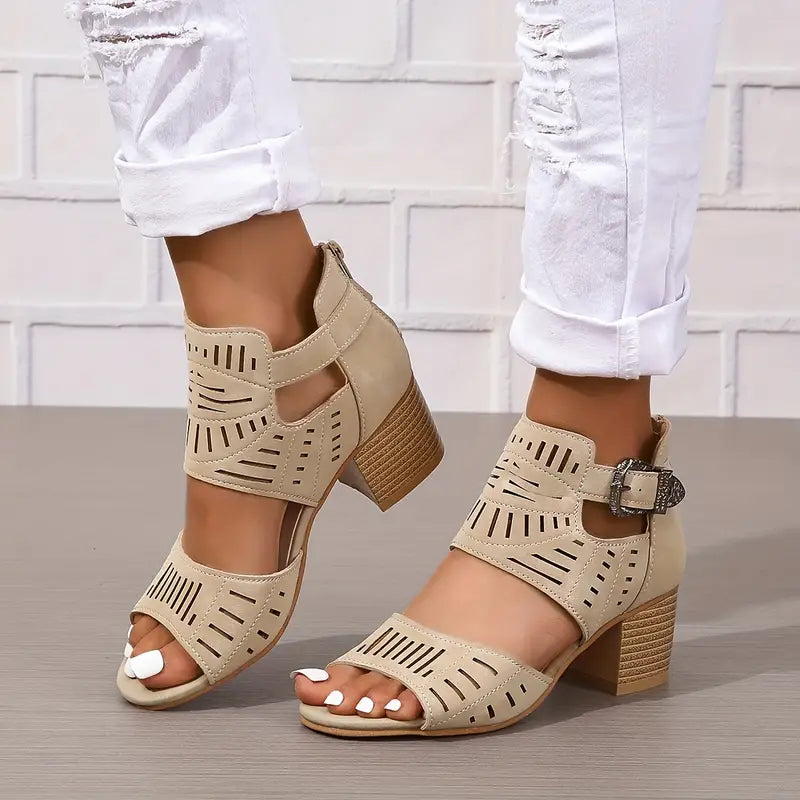Damen Sandalen met Hoge Hak van Leer Zwart