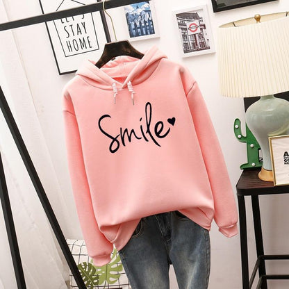 Dames Hoodie Vrolijke Smile Print Zacht Katoen