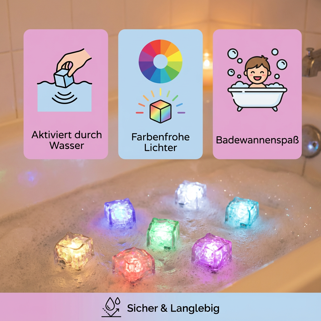 Lichtgevende Badkubus voor Kinderen 6-Delig Set – Watergeactiveerd Speelgoed