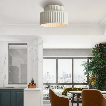 Plafondlamp Geribbeld Resin E27 Wit Compact Modern Interieur Woonkamer Keuken Slaapkamer Retro Design Plafonnière