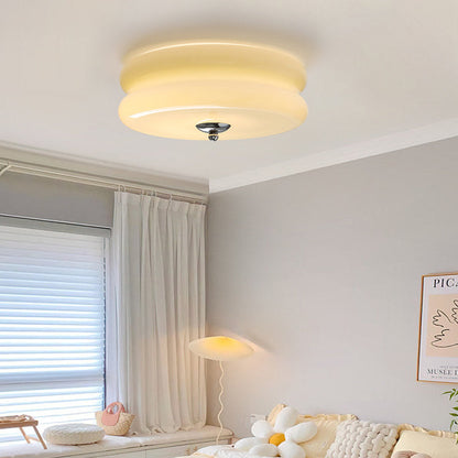 LED plafondlamp glas metaal crème 13 cm slaapkamer woonkamer art deco plafondverlichting rond warm licht neutraal licht wit licht