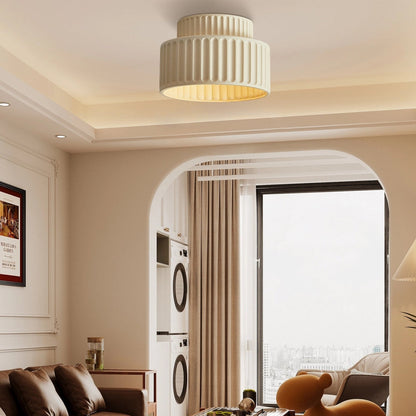 Plafondlamp Geribbeld Resin E27 Wit Compact Modern Interieur Woonkamer Keuken Slaapkamer Retro Design Plafonnière