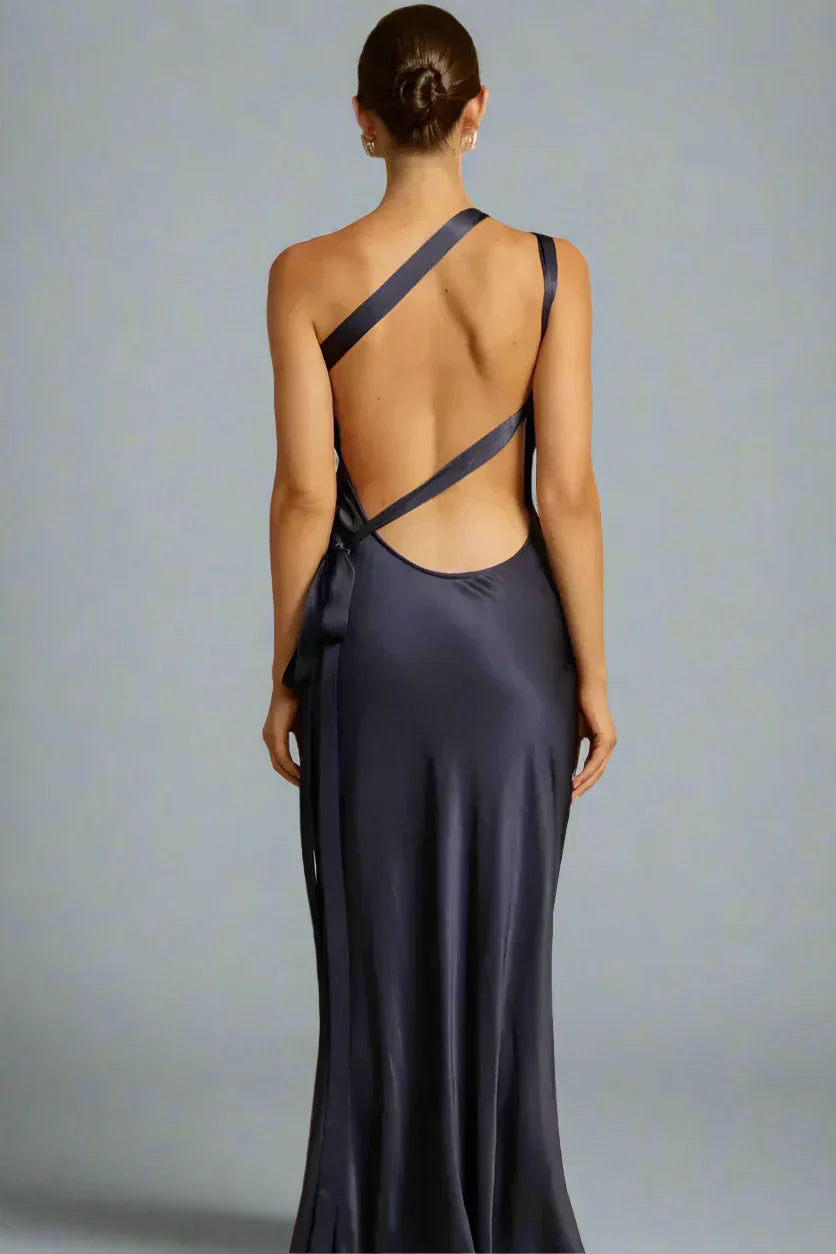 Avondjurk Satijn Een Schouder Open Rug Glamour Look