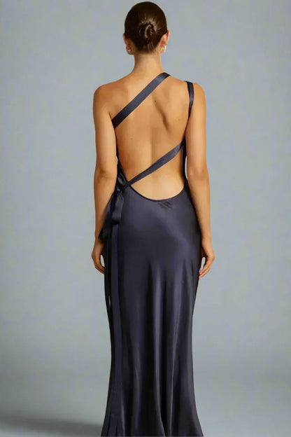 Avondjurk Satijn Een Schouder Open Rug Glamour Look