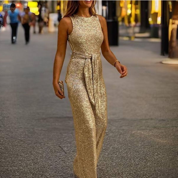 Feestelijke Jumpsuit voor Dames Glitter Open Rug