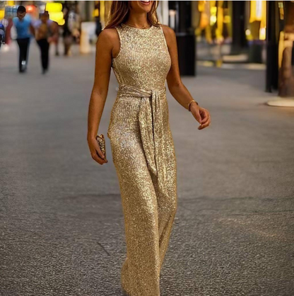 Feestelijke Jumpsuit voor Dames Glitter Open Rug