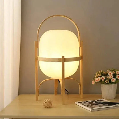 Tafellamp Hout Opaal Glas Naturel 3 Maten Woonkamer Slaapkamer Sfeerverlichting Staande Lamp Japandi Scandinavisch