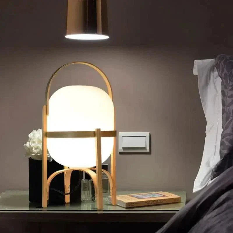 Tafellamp Hout Opaal Glas Naturel 3 Maten Woonkamer Slaapkamer Sfeerverlichting Staande Lamp Japandi Scandinavisch