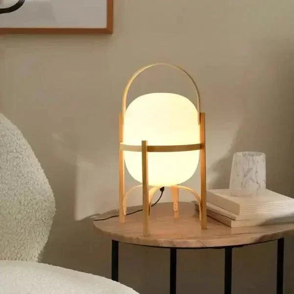 Tafellamp Hout Opaal Glas Naturel 3 Maten Woonkamer Slaapkamer Sfeerverlichting Staande Lamp Japandi Scandinavisch
