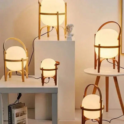 Tafellamp Hout Opaal Glas Naturel 3 Maten Woonkamer Slaapkamer Sfeerverlichting Staande Lamp Japandi Scandinavisch
