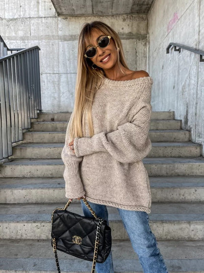 Dames Trui Off-shoulder Gebreid Elegant Zwart