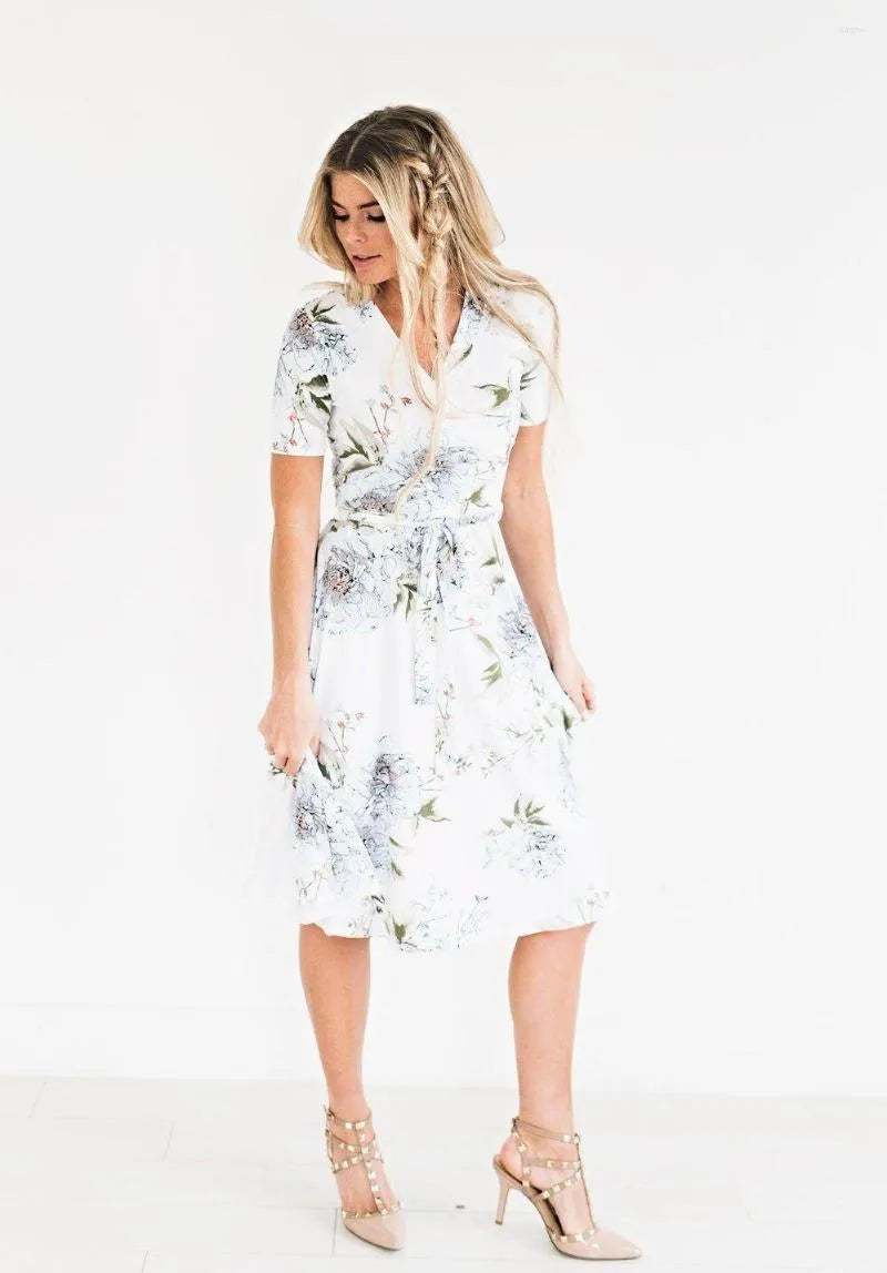 Zomerjurk voor Vrouw Gebloemd Midi Lengte