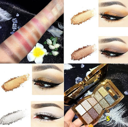 10-Kleurige Glitteroogschaduw Palet – Hoogglans Shimmer Poeder Make-up voor Glamoureuze Oogmake-up – Intense Pigmentatie