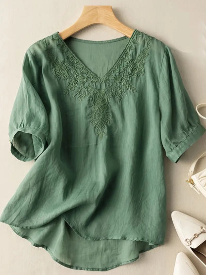 Zomerblouse Vrouw Zonnestraal Licht Katoen - StudioMarella