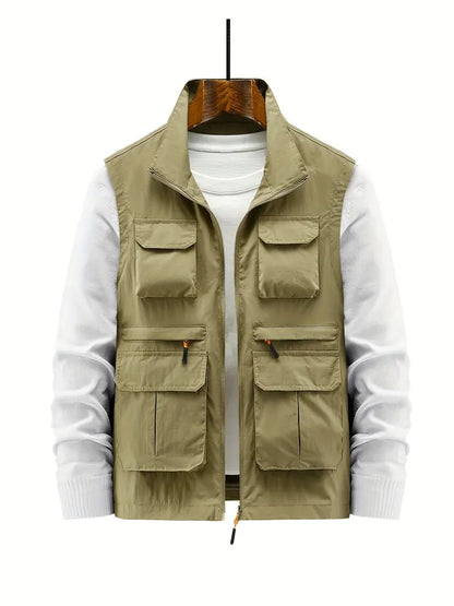 Heren Vest Met Meerdere Zakken Rits Voor Outdoor