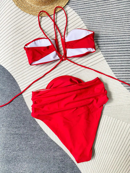 Halternek Bikini Bloemenprint Zomerse Strandkleding