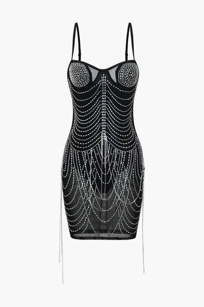 Mini-jurk met Strass Steentjes Glanzend en Kort