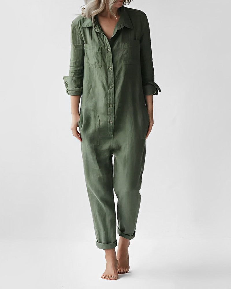Groene Jumpsuit Stijlvol Lange Mouw - StudioMarella