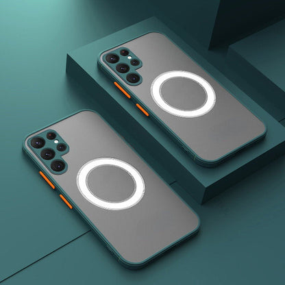 Magnetische Schokbestendige Smartphone Hoes - Transparant Beschermend Hoesje met Metalen Frame - Voor Samsung Galaxy Serie