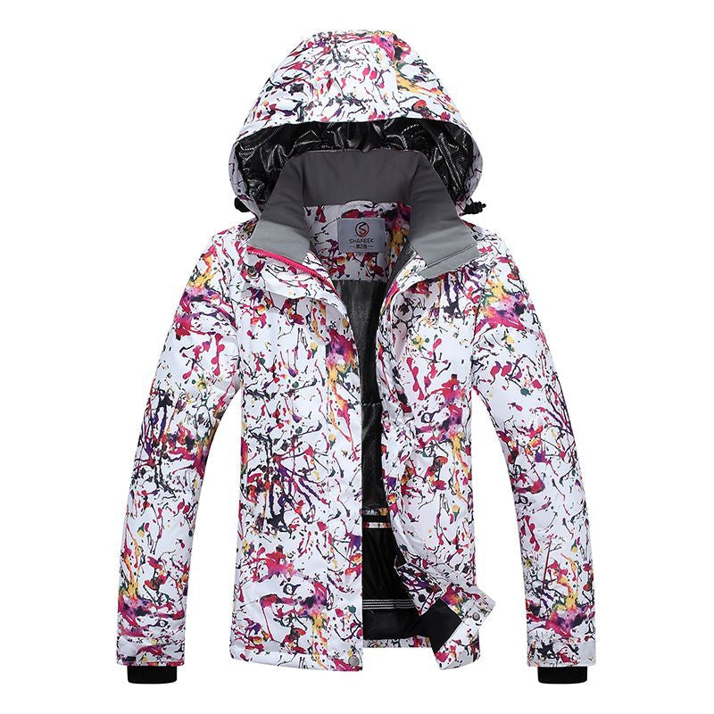 Dames Ski Jas Waterdicht Warm met Trendy Print → Dames Ski Jas Waterdicht en Warm