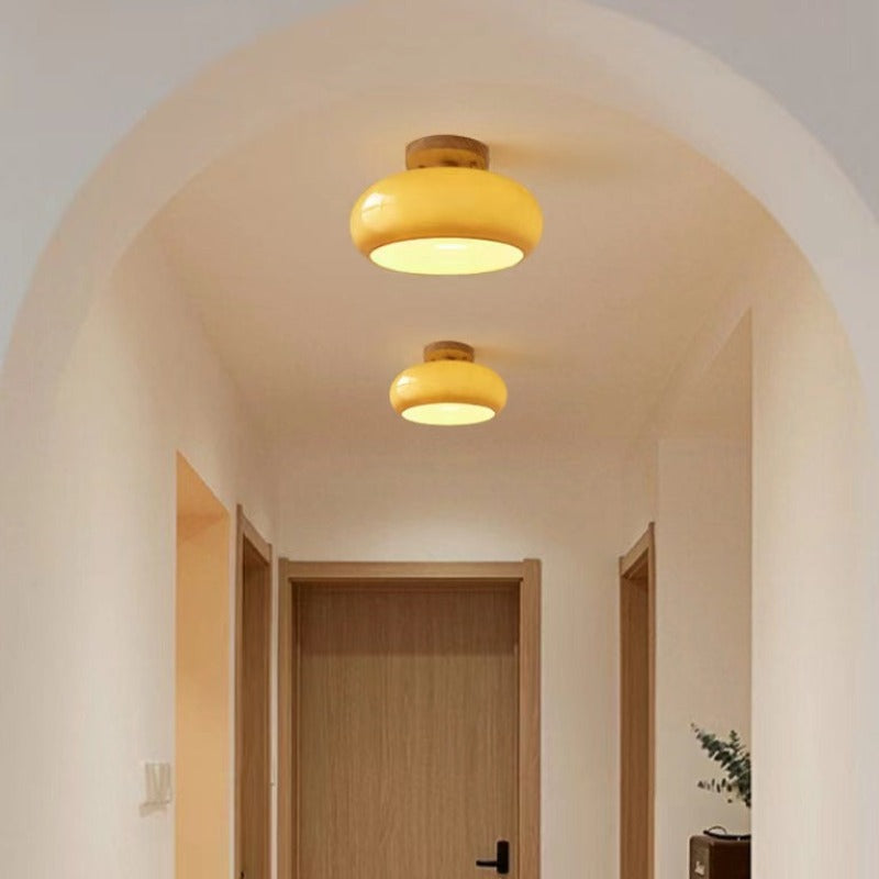 Plafondlamp Hout Glas Scandinavisch Warm Naturel E27 LED Woonkamer Eetkamer Sfeervol