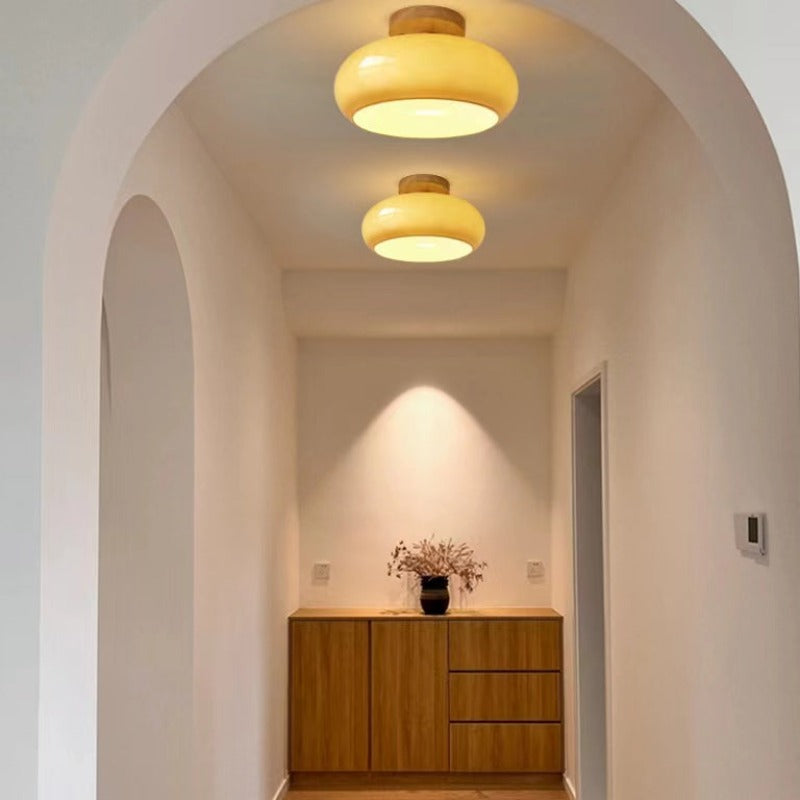 Plafondlamp Hout Glas Scandinavisch Warm Naturel E27 LED Woonkamer Eetkamer Sfeervol