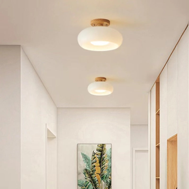 Plafondlamp Hout Glas Scandinavisch Warm Naturel E27 LED Woonkamer Eetkamer Sfeervol
