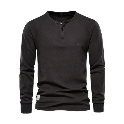 Heren Henley Shirt Lange Mouwen Casual Basic Streetwear