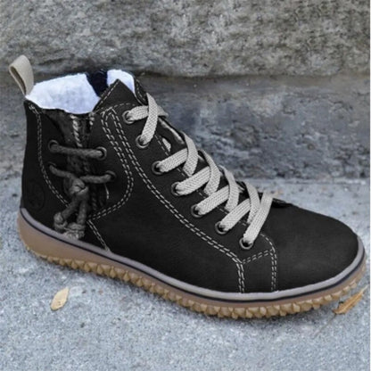 Dames Chelsea Boots Warm Met Vet Leer Zwart