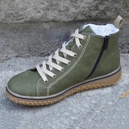 Dames Chelsea Boots Warm Met Vet Leer Zwart
