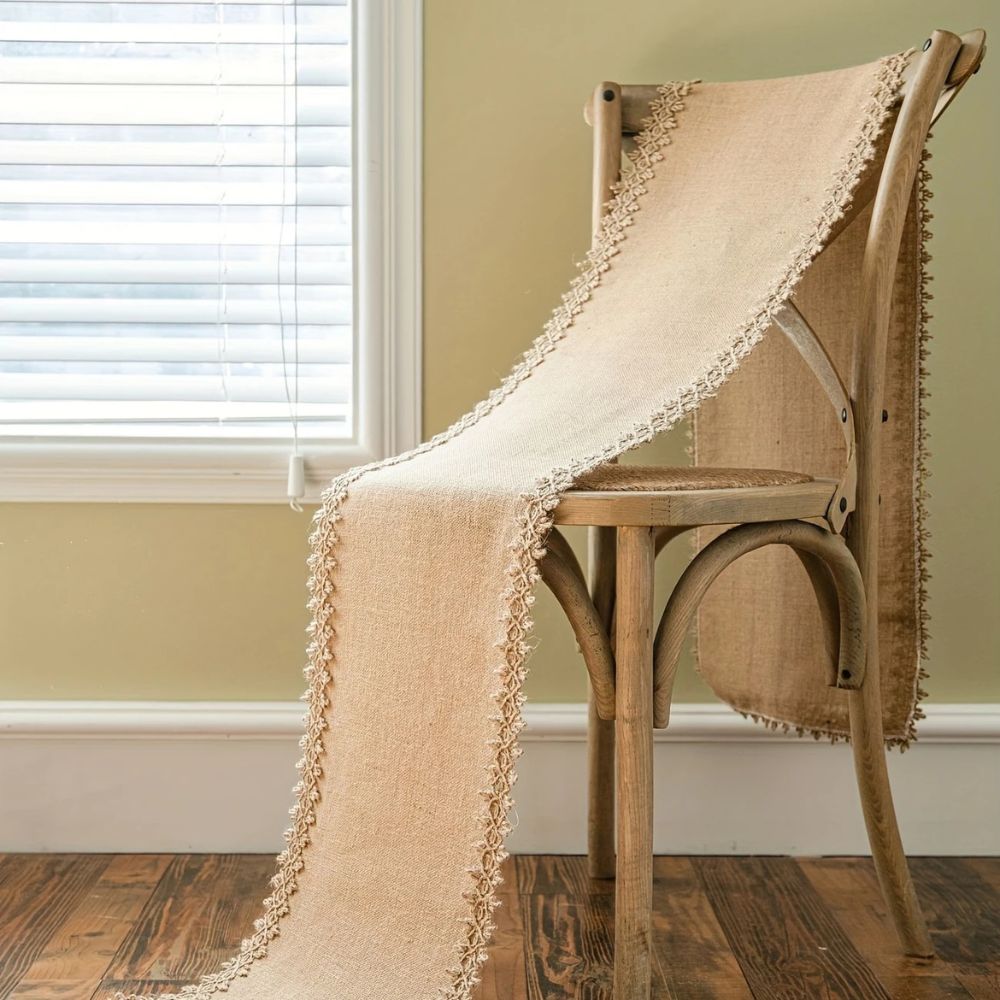 Tafelloper jute 30x180 cm beige eettafel decoratie rustiek boho tafellinnen tafel styling interieur