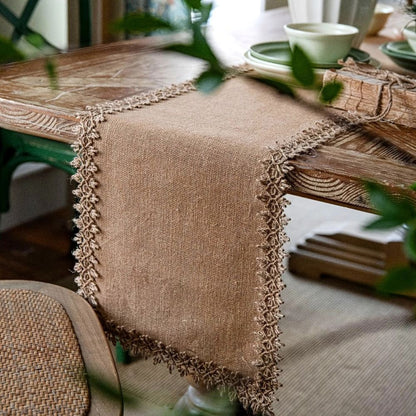 Tafelloper jute 30x180 cm beige eettafel decoratie rustiek boho tafellinnen tafel styling interieur