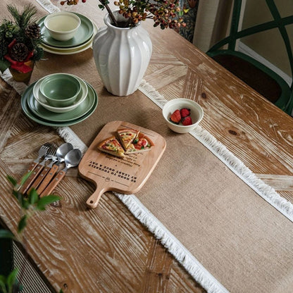 Tafelloper jute 30x180 cm beige eettafel decoratie rustiek boho tafellinnen tafel styling interieur