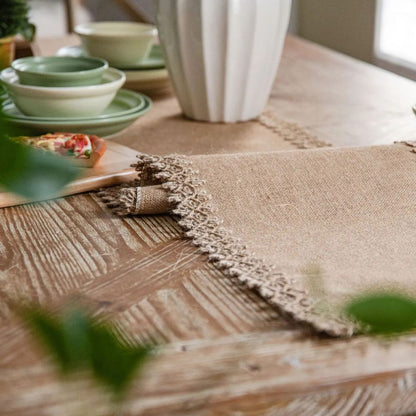 Tafelloper jute 30x180 cm beige eettafel decoratie rustiek boho tafellinnen tafel styling interieur