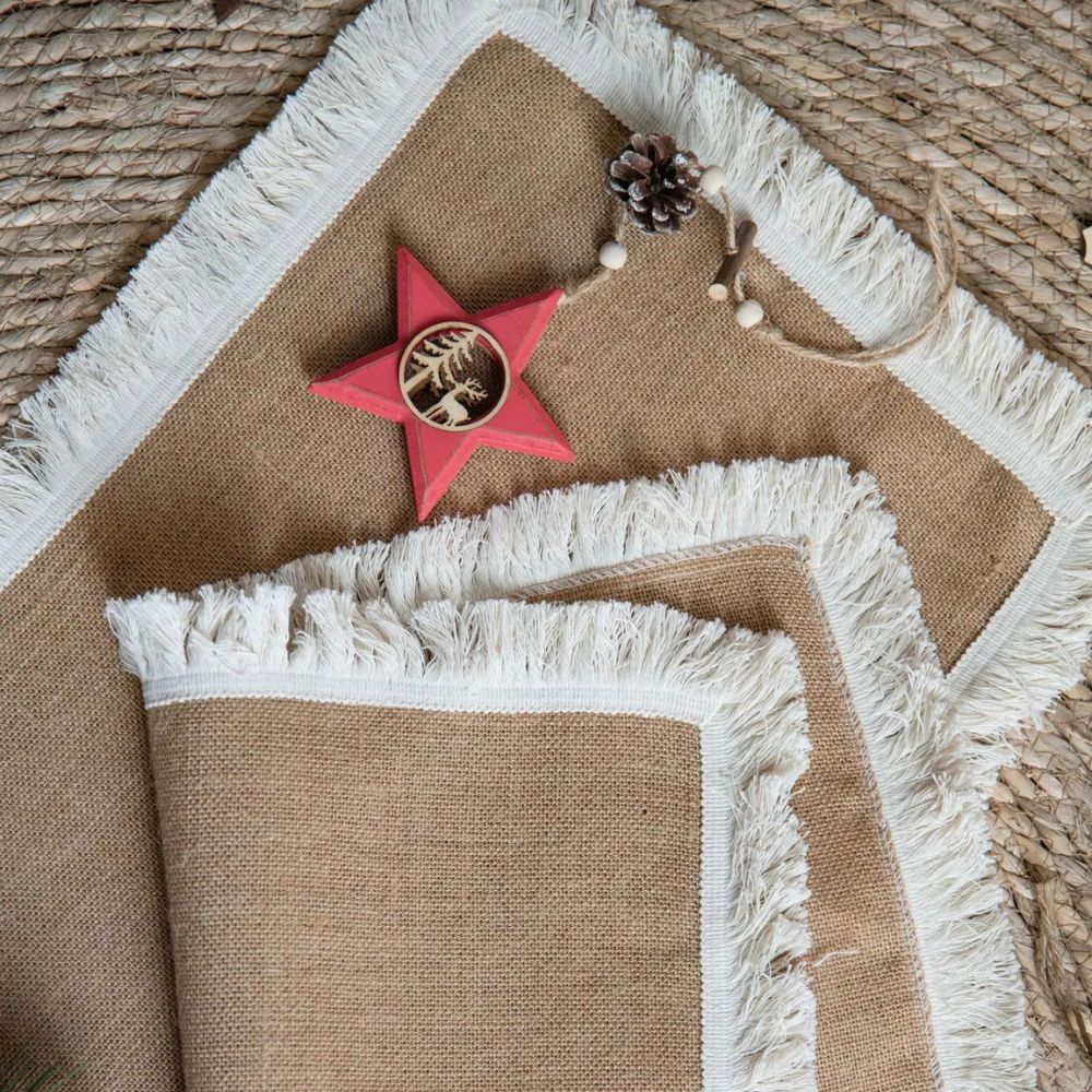 Tafelloper jute 30x180 cm beige eettafel decoratie rustiek boho tafellinnen tafel styling interieur