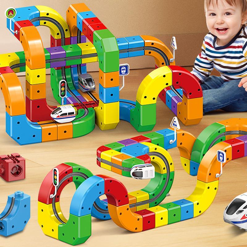 Magnetisch Treinbaan Bouwset 3D STEM Educatief Speelgoed Creatief Constructieset voor Kinderen Ontwikkelend