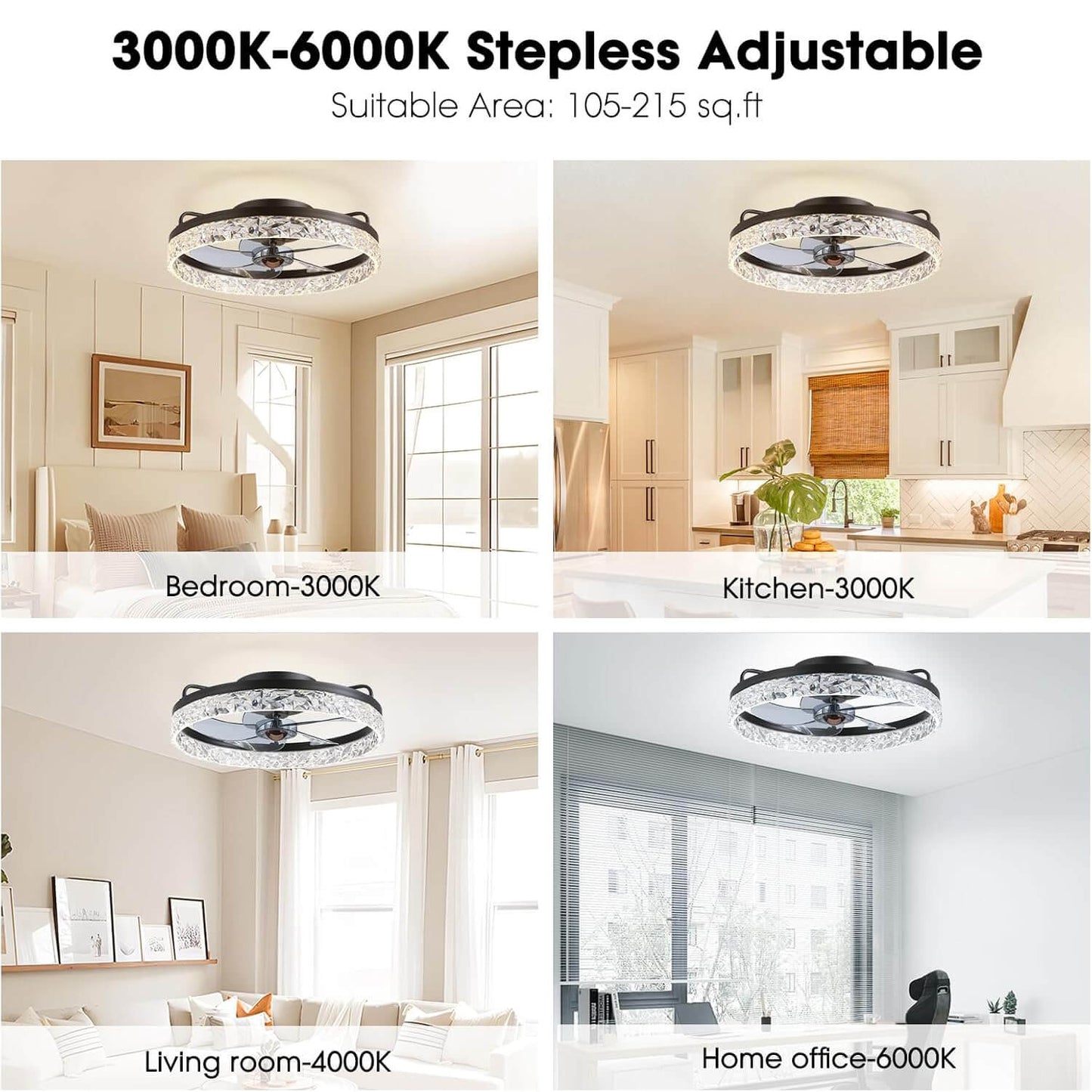 Plafondventilator met Verlichting Rond LED Dimbaar Afstandsbediening Zwart Goud Wit Modern