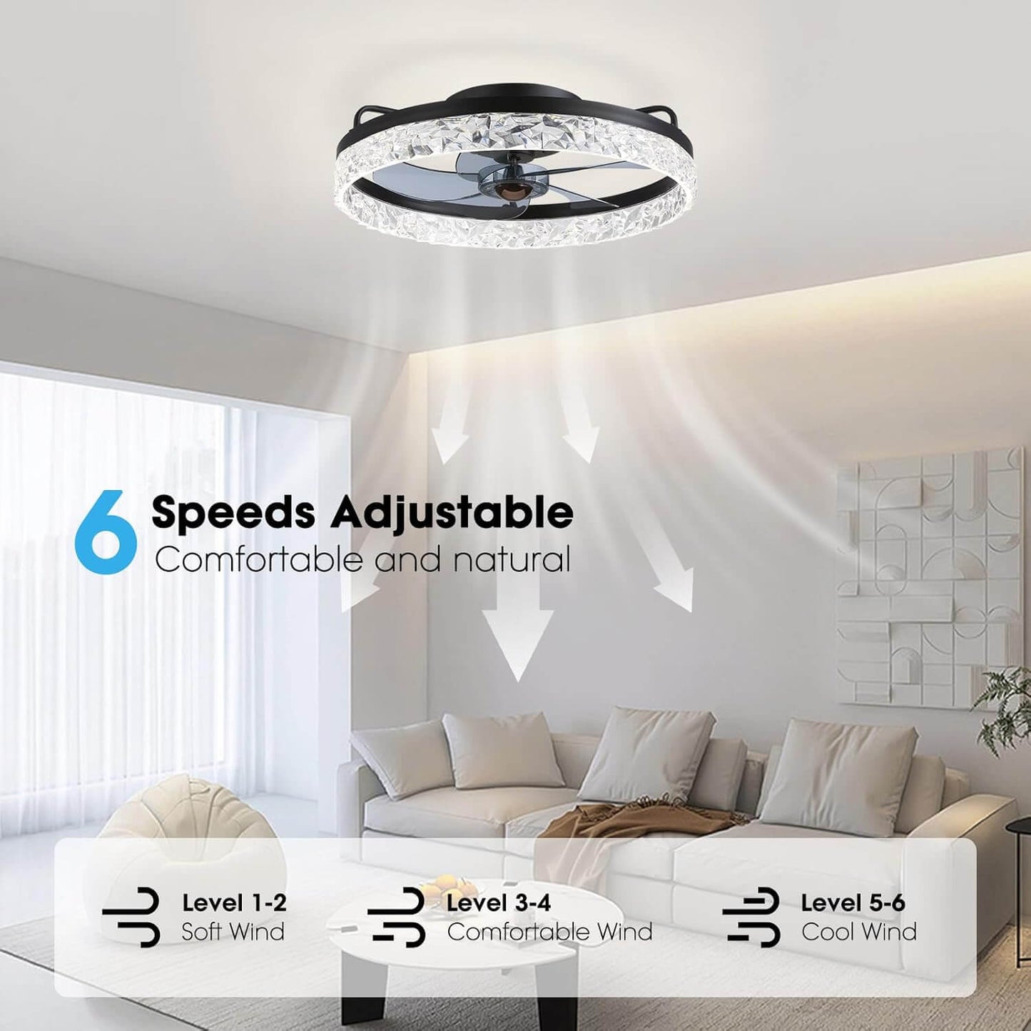 Plafondventilator met Verlichting Rond LED Dimbaar Afstandsbediening Zwart Goud Wit Modern
