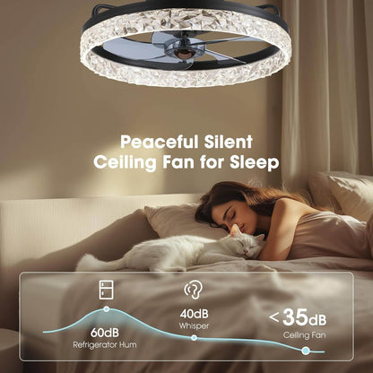 Plafondventilator met Verlichting Rond LED Dimbaar Afstandsbediening Zwart Goud Wit Modern