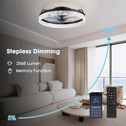 Plafondventilator met Verlichting Rond LED Dimbaar Afstandsbediening Zwart Goud Wit Modern