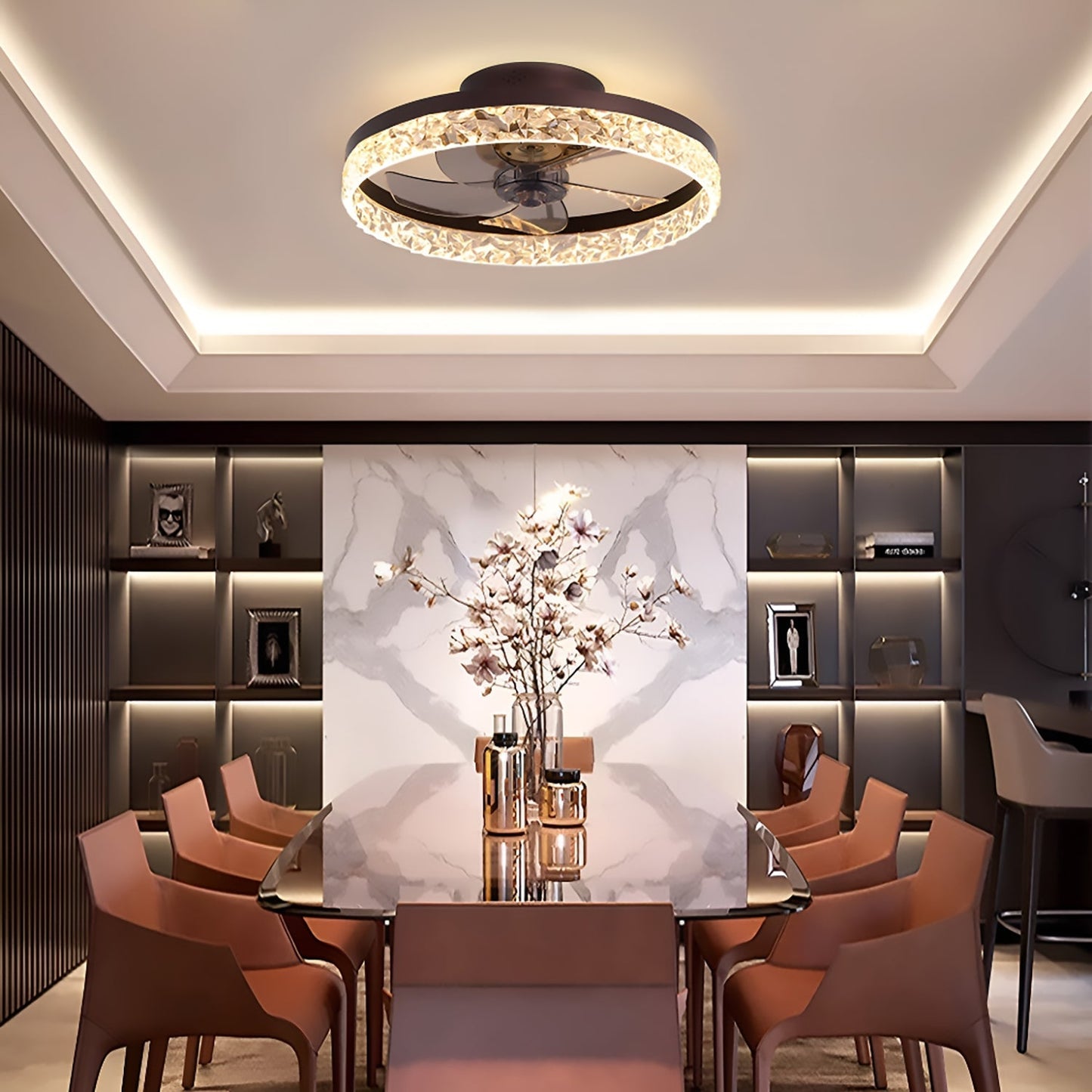 Plafondventilator met Verlichting Rond LED Dimbaar Afstandsbediening Zwart Goud Wit Modern