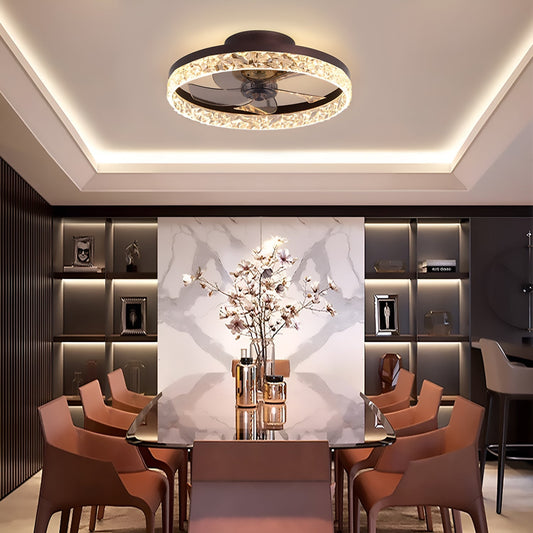 Plafondventilator met Verlichting Rond LED Dimbaar Afstandsbediening Zwart Goud Wit Modern
