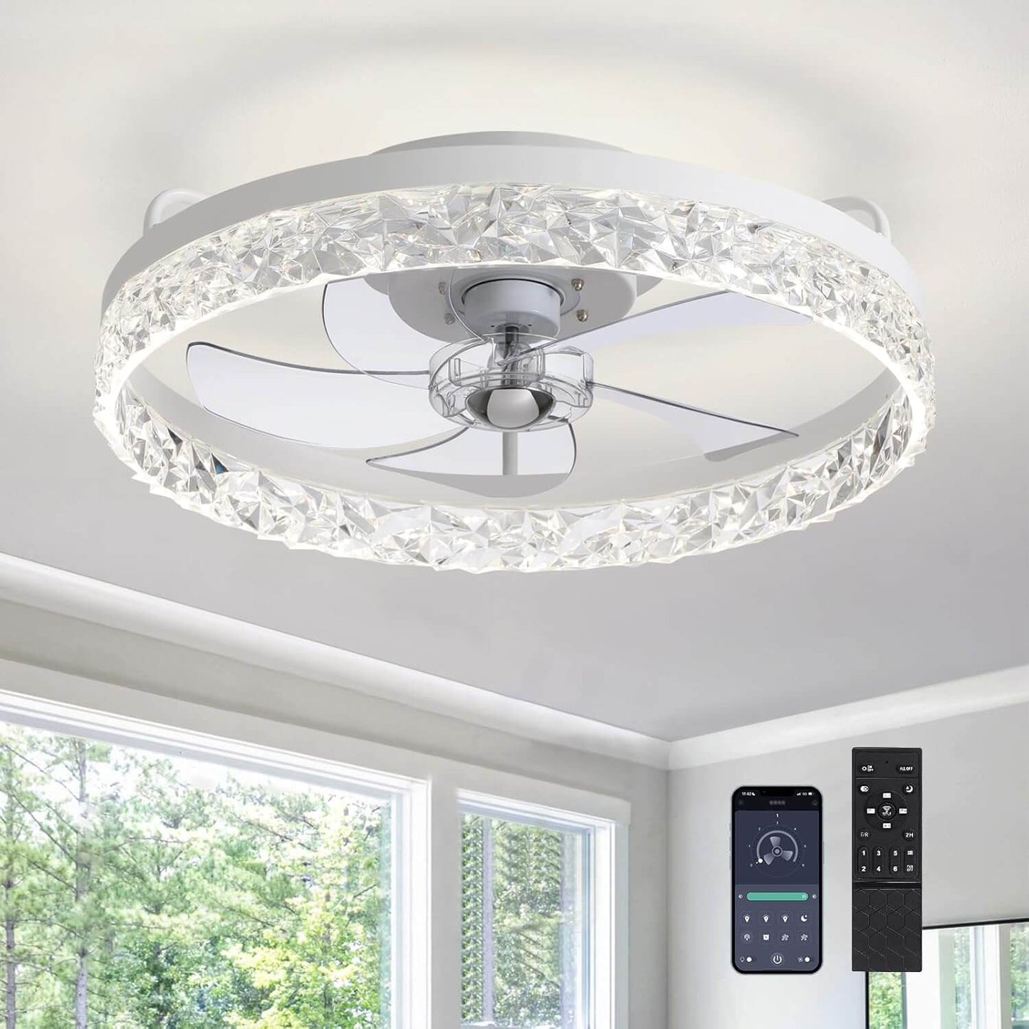 Plafondventilator met Verlichting Rond LED Dimbaar Afstandsbediening Zwart Goud Wit Modern