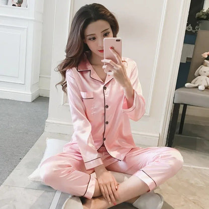 Dames Pyjama Set Zijdezacht Comfortabel Klassiek Ontwerp