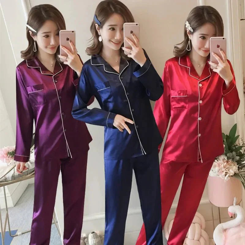 Dames Pyjama Set Zijdezacht Comfortabel Klassiek Ontwerp