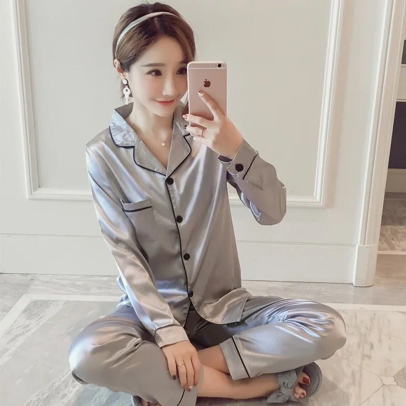 Dames Pyjama Set Zijdezacht Comfortabel Klassiek Ontwerp