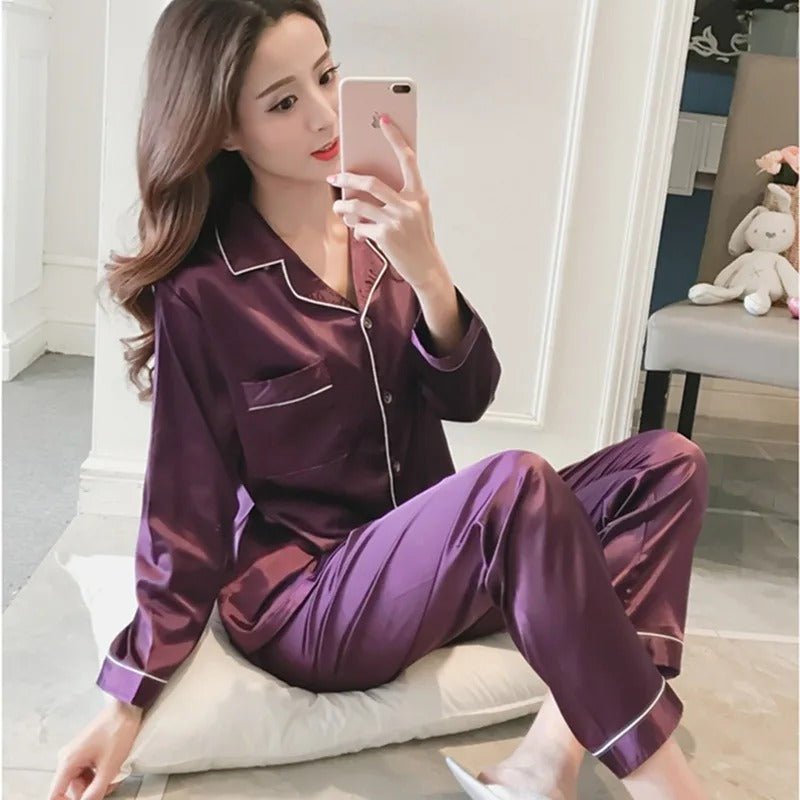 Dames Pyjama Set Zijdezacht Comfortabel Klassiek Ontwerp