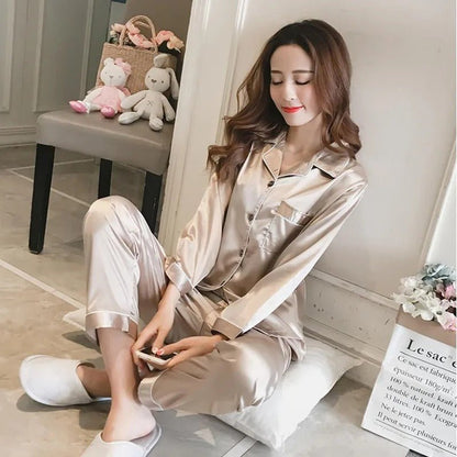 Dames Pyjama Set Zijdezacht Comfortabel Klassiek Ontwerp